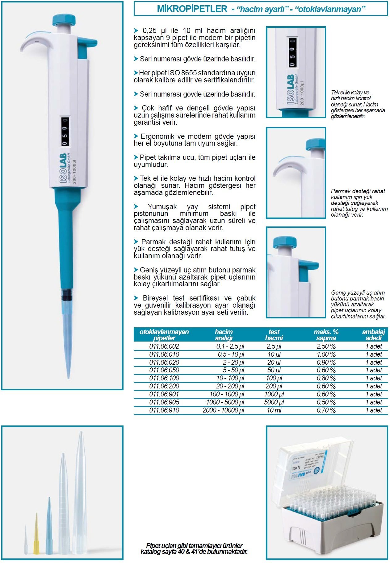 İSOLAB 011.06.002 otomatik pipet